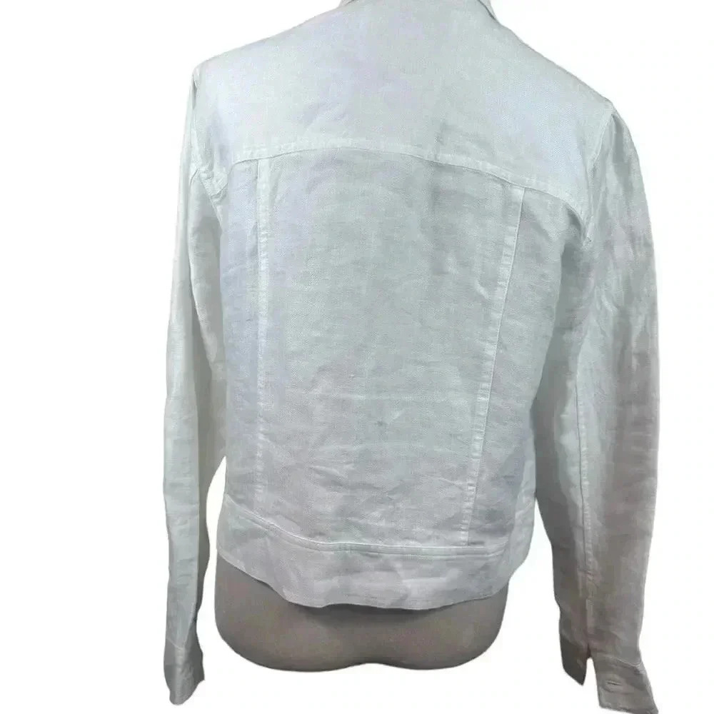 Doncaster White Linen Button Front Jacket Size 4 - image 2